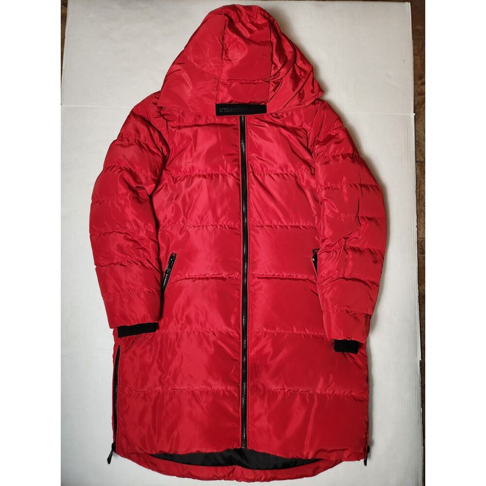 Karl Lagerfeld Paris Women's Red Puffer Jacket Size Medium